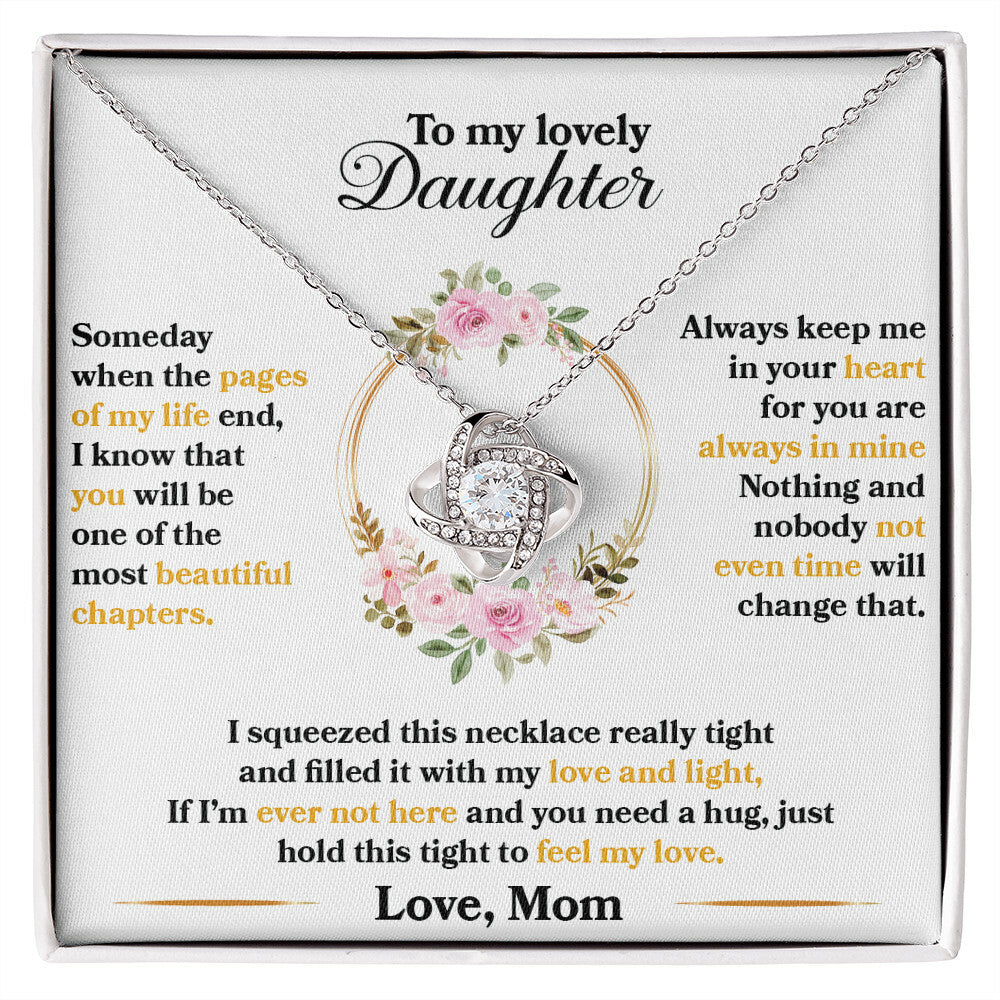 To My Lovely Daughter, Hold This Tight To Feel My Love - Love Knot Necklace