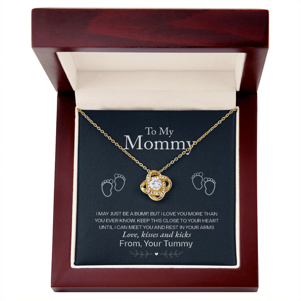 To My Mommy, Love From Your Tummy - Love Knot Necklace